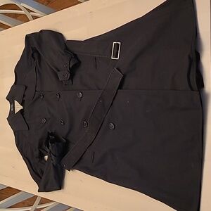 VTG identity by Lord & Taylor Cotton Blend Long Classic Black Belted Trench Coat